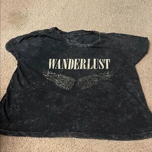 Wanderlust Graphic Tee in Washed Black slightly cropped